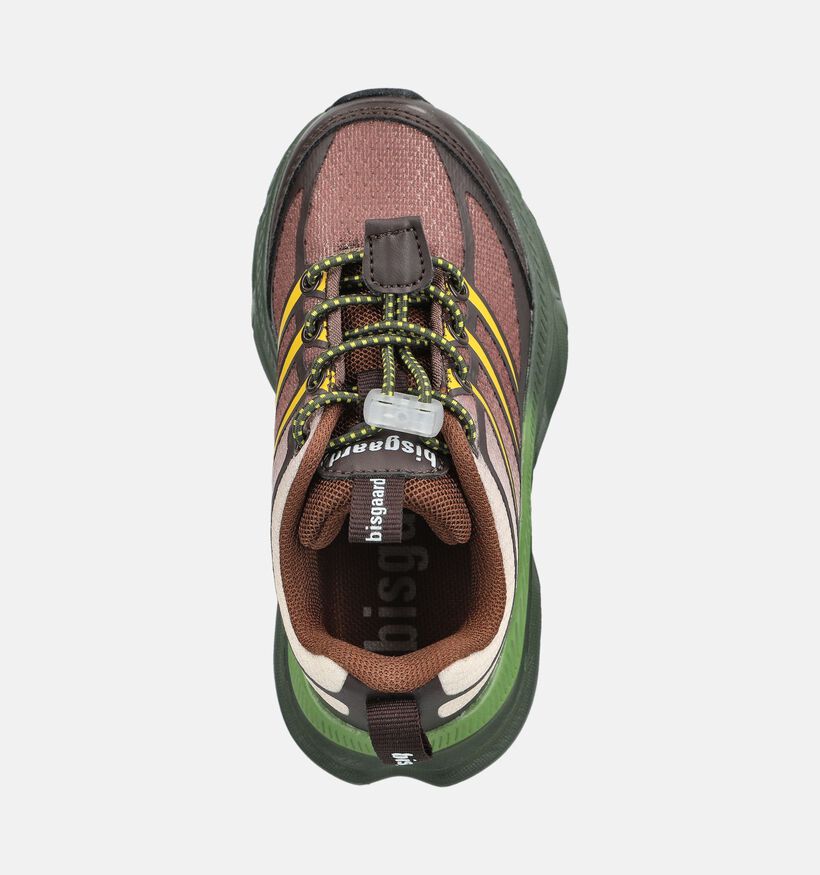 Bisgaard Fred Bruine/Groene Sneakers voor jongens (380791) - geschikt voor steunzolen