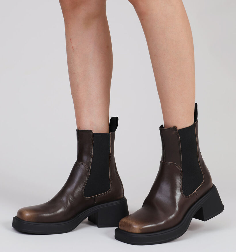 Vagabond Shoemakers Dorah Bruine Enkellaarzen met blokhak voor dames (347485)