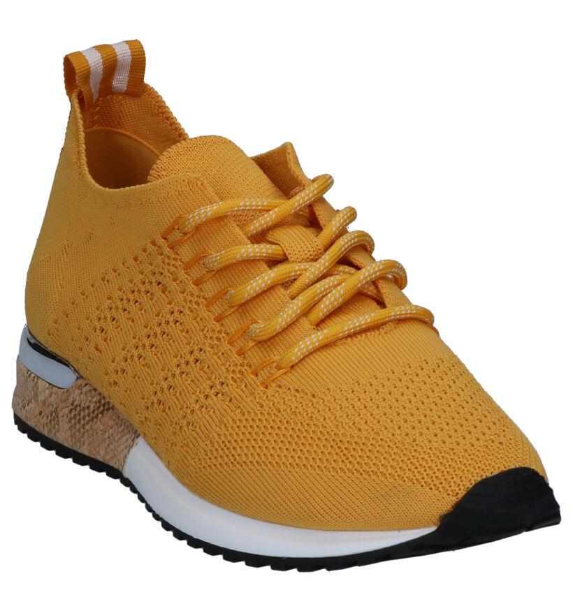 La Strada Baskets basses en Jaune ocre en textile (273207)