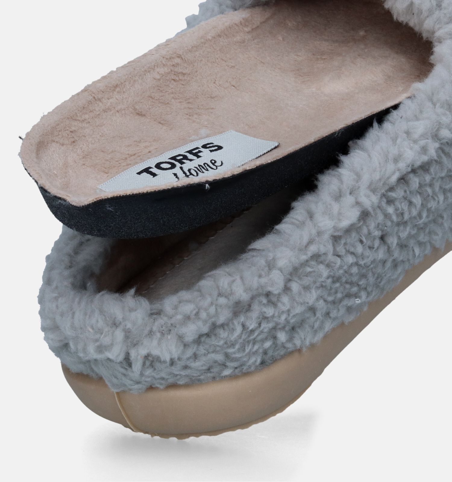 Torfs Home Grijze Teddy Pantoffels Voor Steunzolen Dames