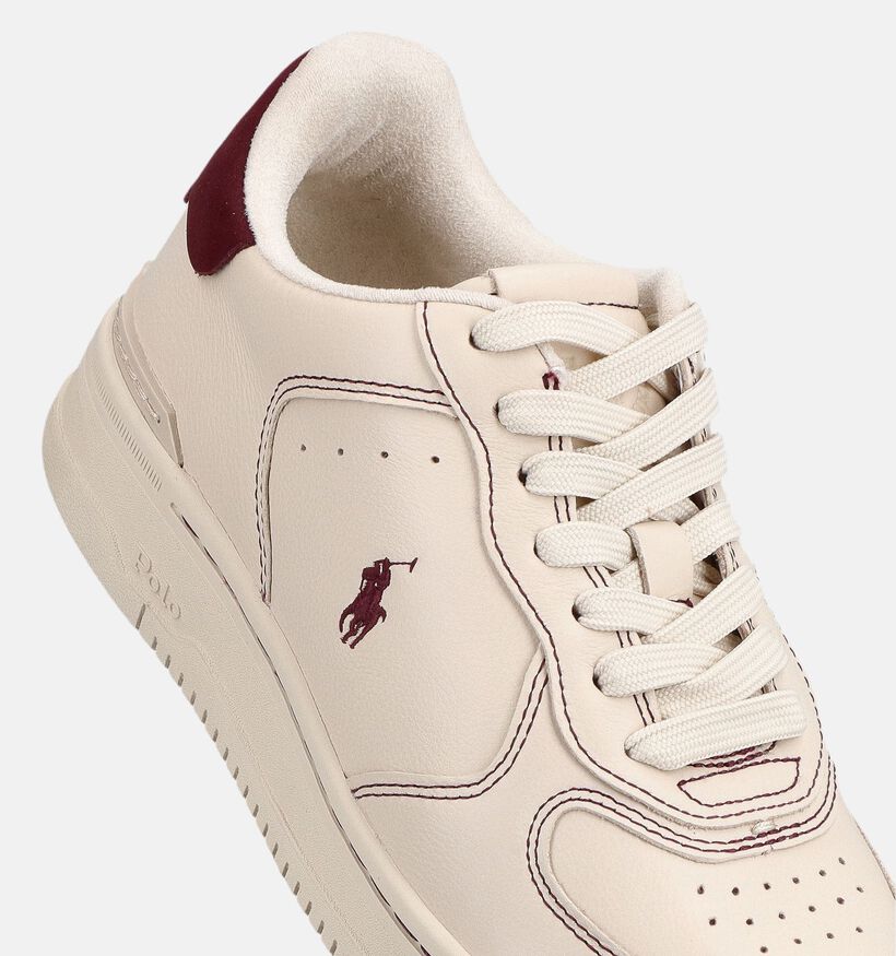Polo Ralph Lauren Masters Baskets en Blanc/Bordeaux pour femmes (377207) - pour semelles orthop&eacute;diques