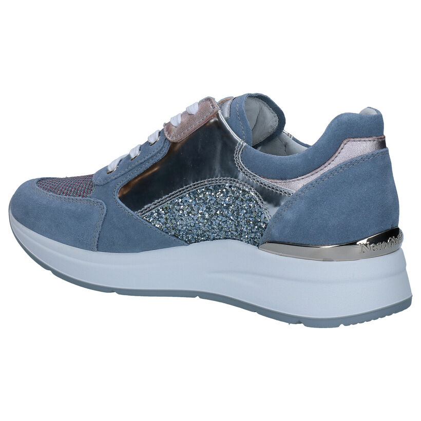 NeroGiardini Blauwe Veterschoenen in daim (290039)