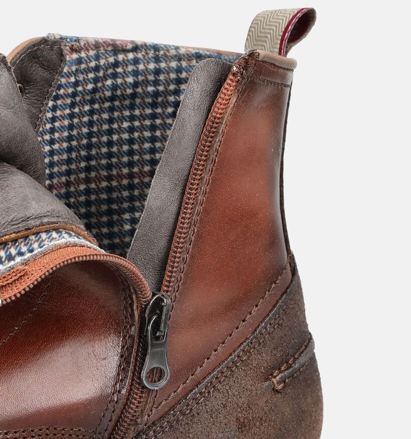 Berkelmans Riga Boots en Cognac pour hommes (379063) - pour semelles orthop&eacute;diques