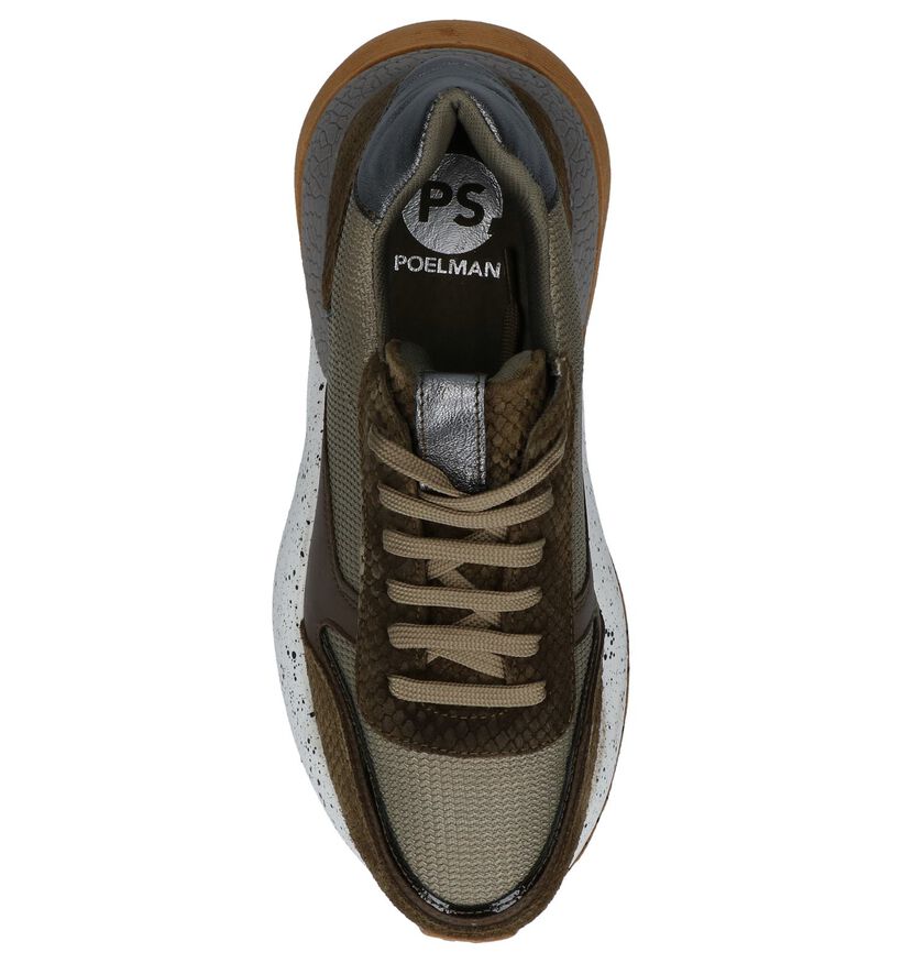 Poelman Kaki Sneakers in leer (239263)