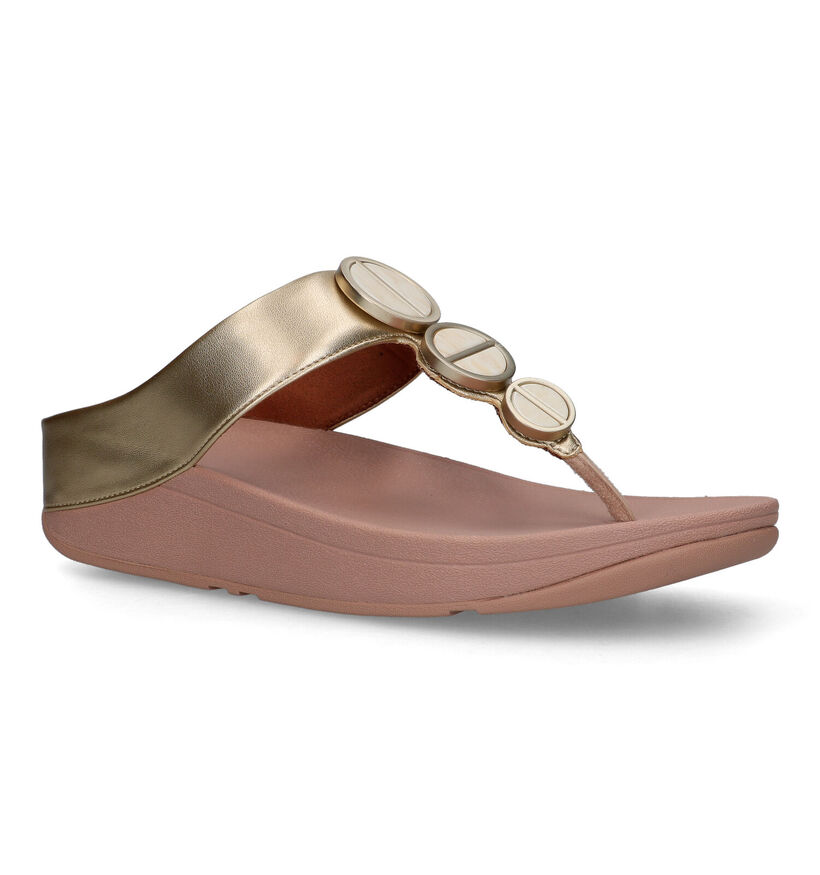 FitFlop Halo Metallic-Trim Tongs en Or pour femmes (320478)