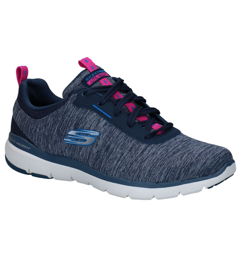 Skechers Flex Appeal Baskets en Bleu en textile (279347)