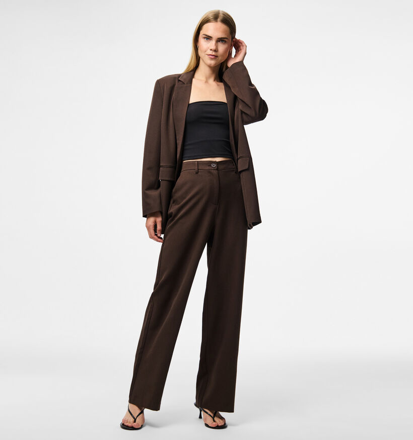 Pieces Kamil Bruine High waist geklede broek L32 voor dames (362267)