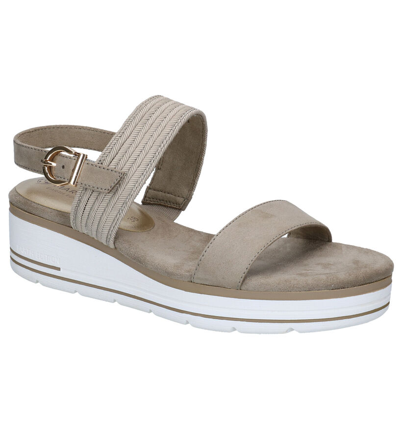 Marco Tozzi Sandales compensées en Vert kaki en textile (289659)