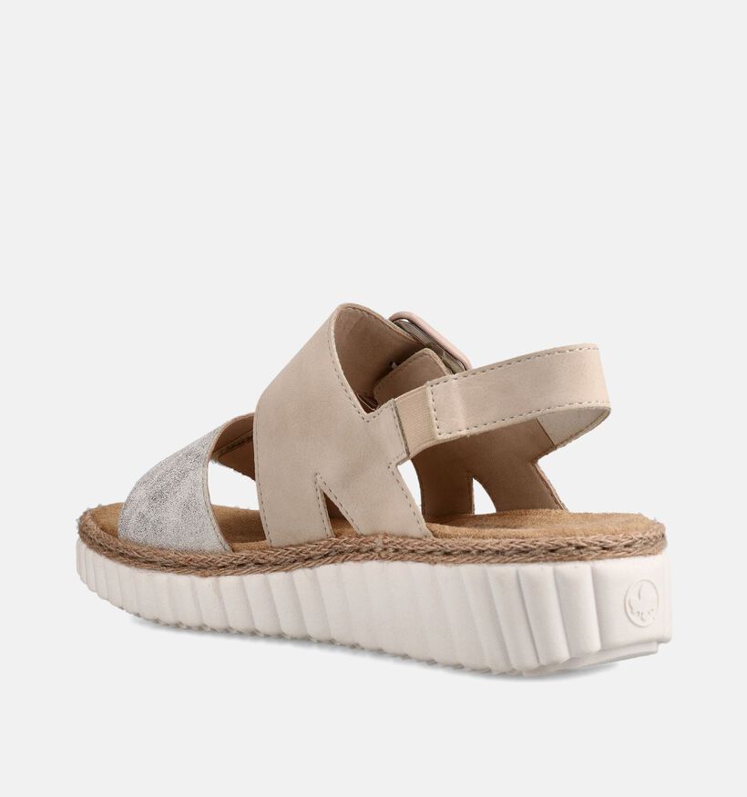 Rieker Sandales compens&eacute;es en Beige pour femmes (370418)