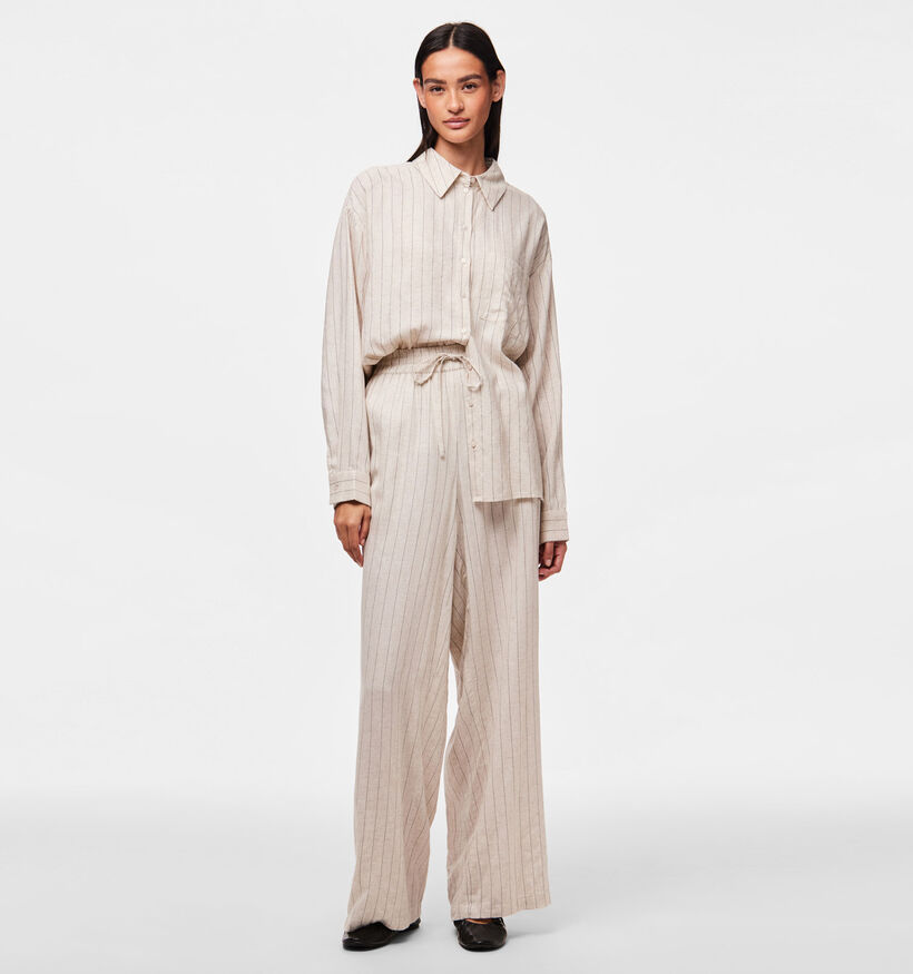 Pieces Pia Lichtbeige Linnen Broek voor dames (367062)