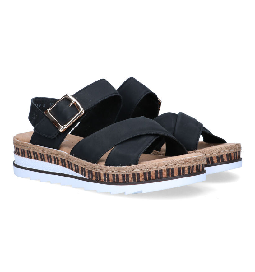 Rieker Zwarte Sandalen met Sleehak voor dames (323639)