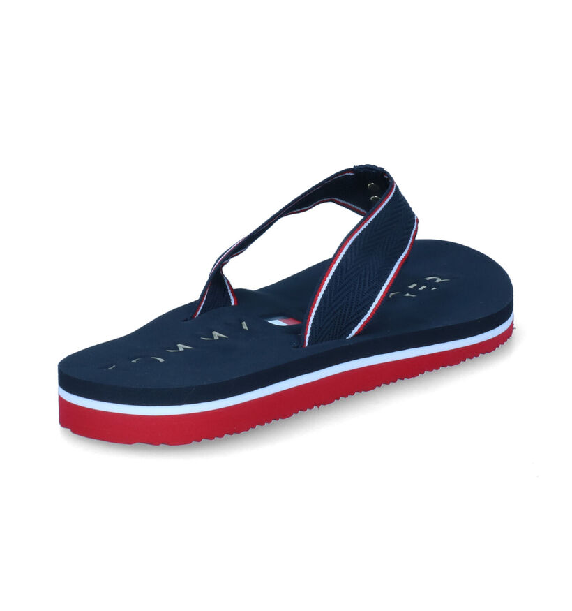 Tommy Hilfiger Hardware Flat Blauwe Teenslippers in stof (303991)