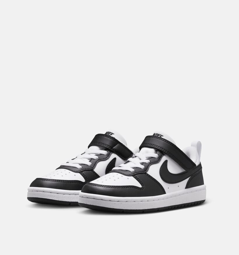 Nike Court Borough Low Witte/Zwarte Sneakers voor jongens, meisjes (381048)