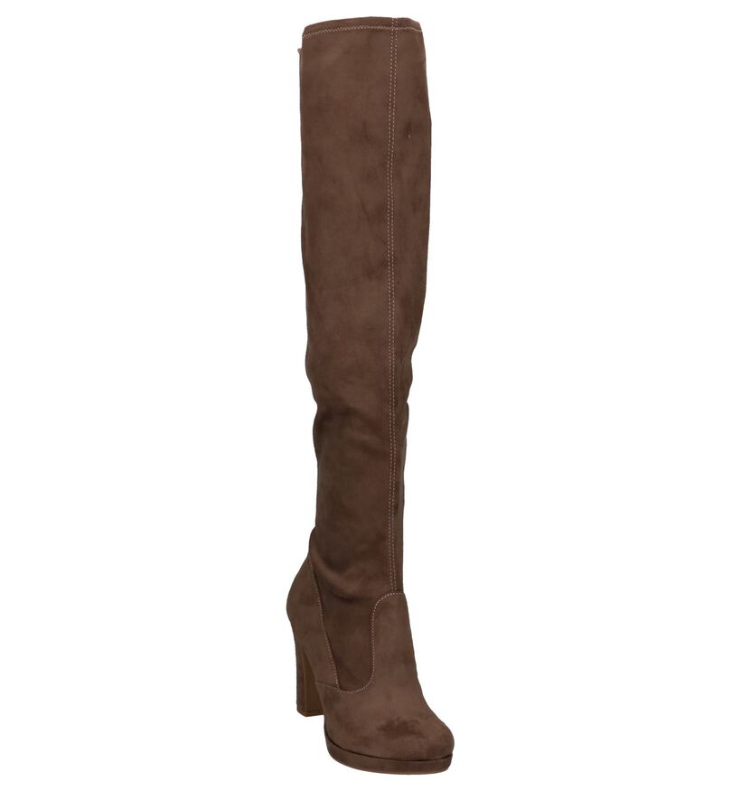 Taupe Overknee Laarzen Tamaris in stof (202615)
