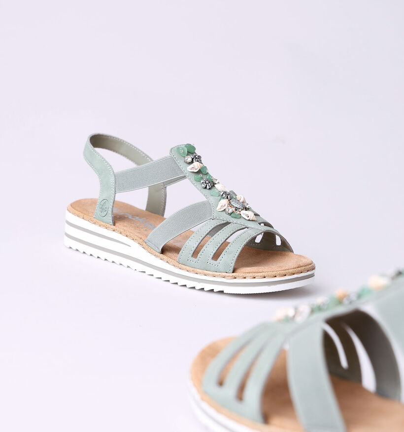 Rieker Sandales talon compensé en Vert pour femmes (354967)