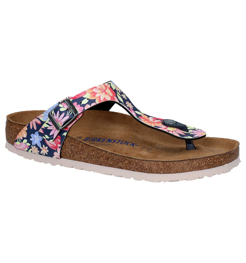 Birkenstock Gizeh Birko-Flor Zwarte Teenslippers voor dames (338058)