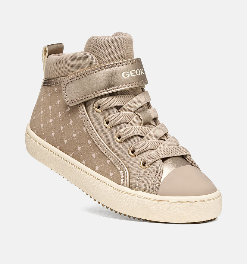 Geox Kalispera Baskets montantes en Beige pour filles (377774) - pour semelles orthop&eacute;diques
