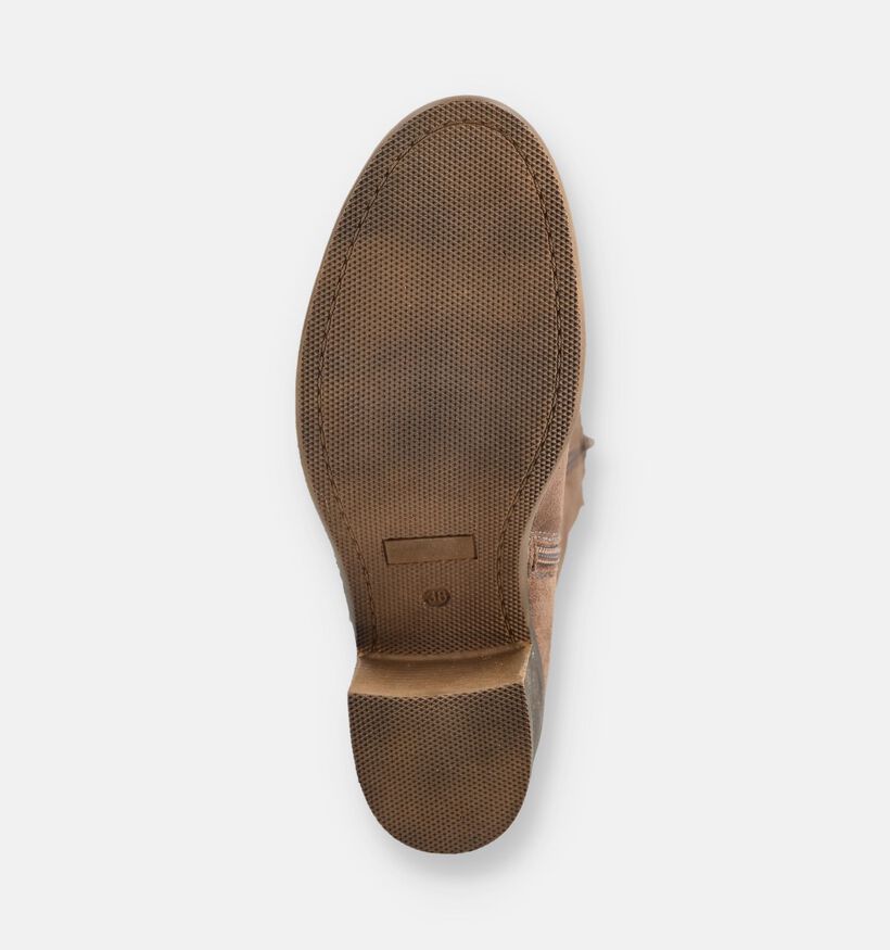Poelman Taupe Lange Laarzen met Lage Hak voor dames (376083)