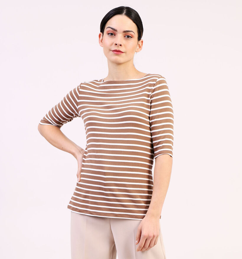 comma Bruine Gestreepte T-shirt (313228)