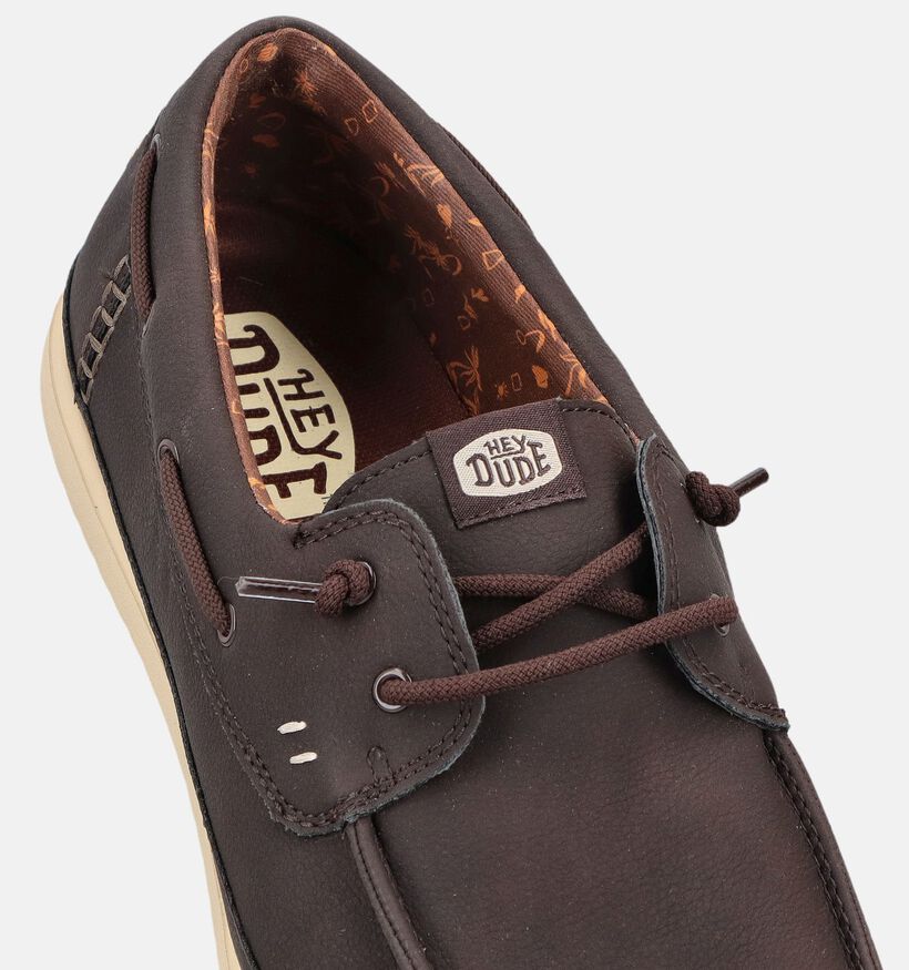 HEYDUDE Harbor Low Chaussures bateau en Brun fonc&eacute; pour hommes (370090) - pour semelles orthop&eacute;diques