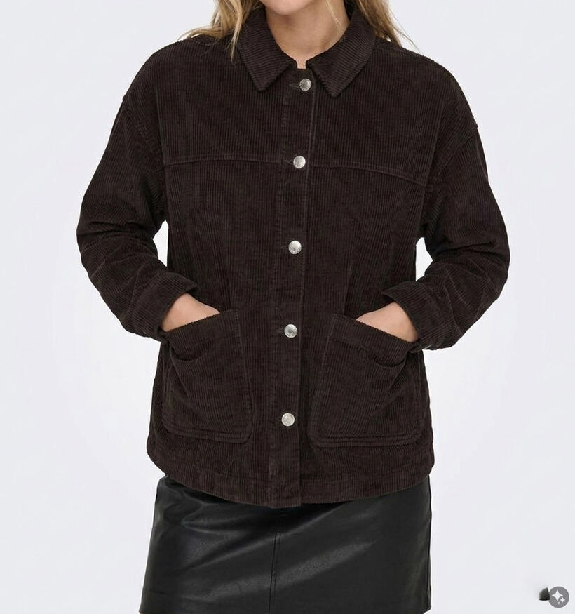 Vero Moda Curve Jamie Corduroy Chocoladebruine Shacket voor dames (378120)