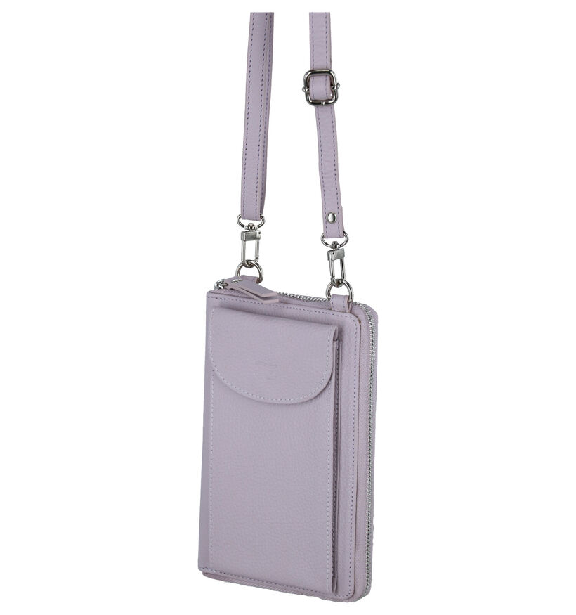 Crinkles Sac porté croisé en Mauve en cuir (290516)