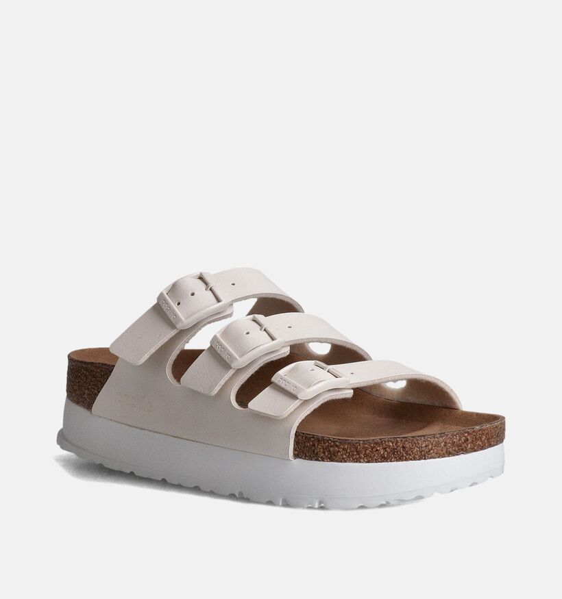 Birkenstock Florida III Pap Flex Platform Ecru Slippers voor dames (350877)