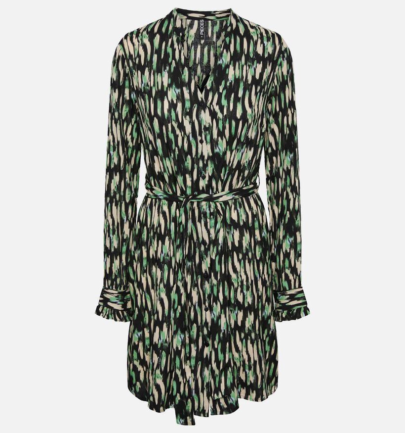 Pieces NYA Robe Chemise en Noir / Vert pour femmes (326796)