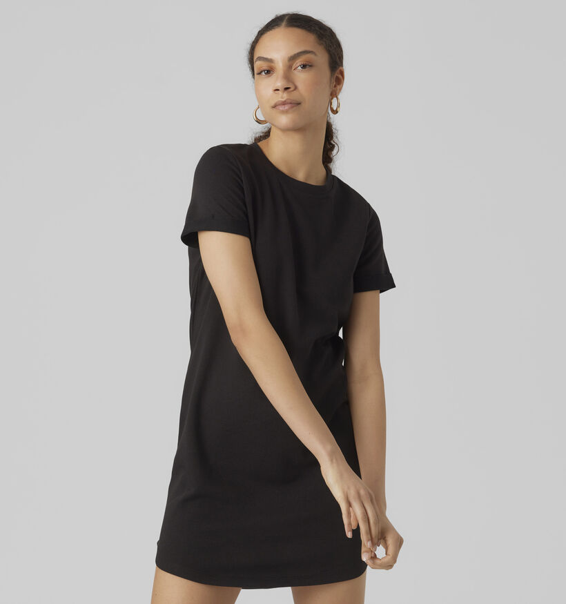 Vero Moda Sashamilla Zwarte T-shirt jurk voor dames (352186)