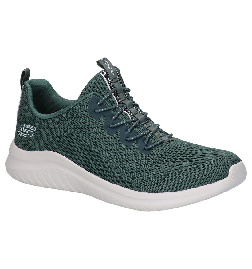 Skechers Ultra Flex Kaki Sneakers in stof (295598)