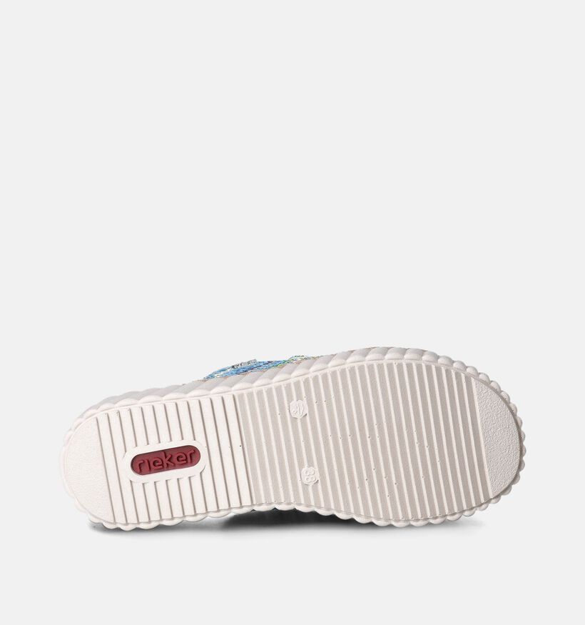 Rieker Nu-pieds talon compensé en Bleu pour femmes (354990)