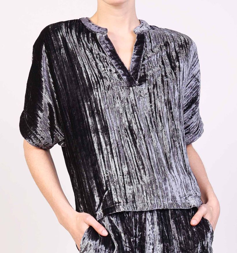 Mexx Crushed Velvet Blouse en Gris Mexx Crushed Velvet Blouse en Gris pour femmes (365610)
