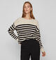 Vila Ril Rib Stripe Ecru Pull voor dames (335470)