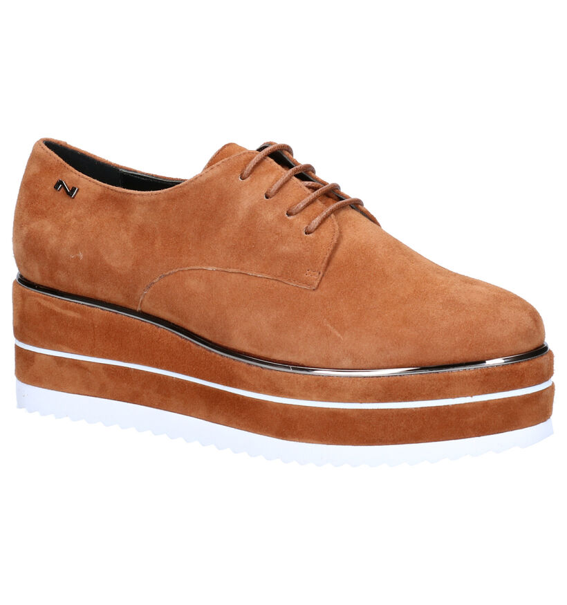 Nathan-Baume Cognac Veterschoenen in daim (262318)