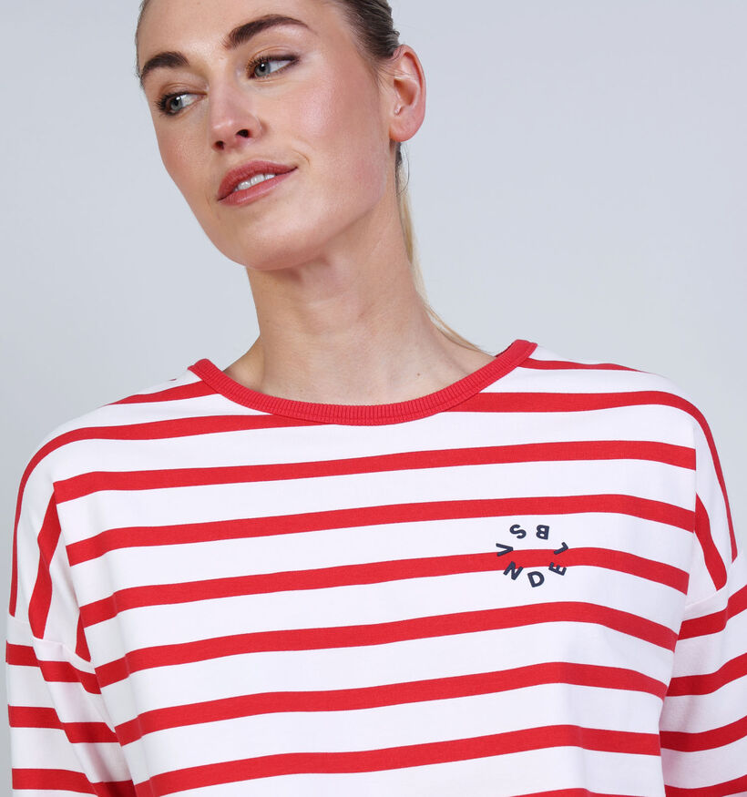 Elbsand Elva Witte/Rode T-shirt Gestreept voor dames (374228)