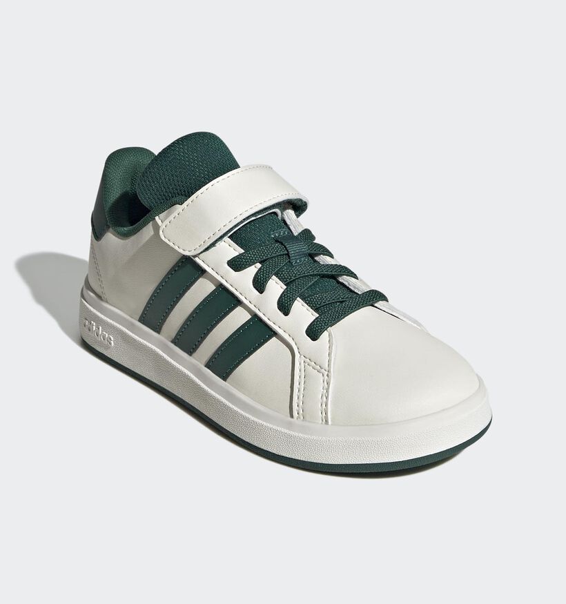 adidas Grand Court 2.0 Baskets en Ecru/Vert pour filles, garçons (359664) - pour semelles orthopédiques