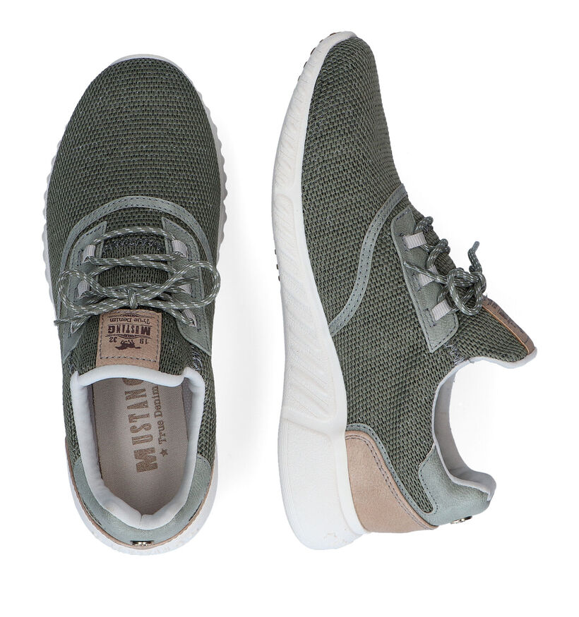 Mustang Slip-ons en Vert kaki en textile (303685)