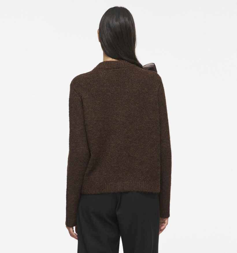 Vila Bows Highneck Detail Pull en Marron pour femmes (379759)