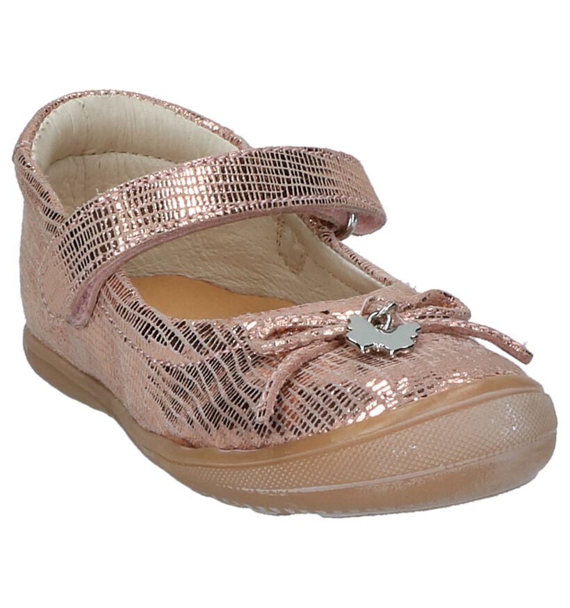 Roze Metallic Ballerina Milo & Mila in leer (210055)