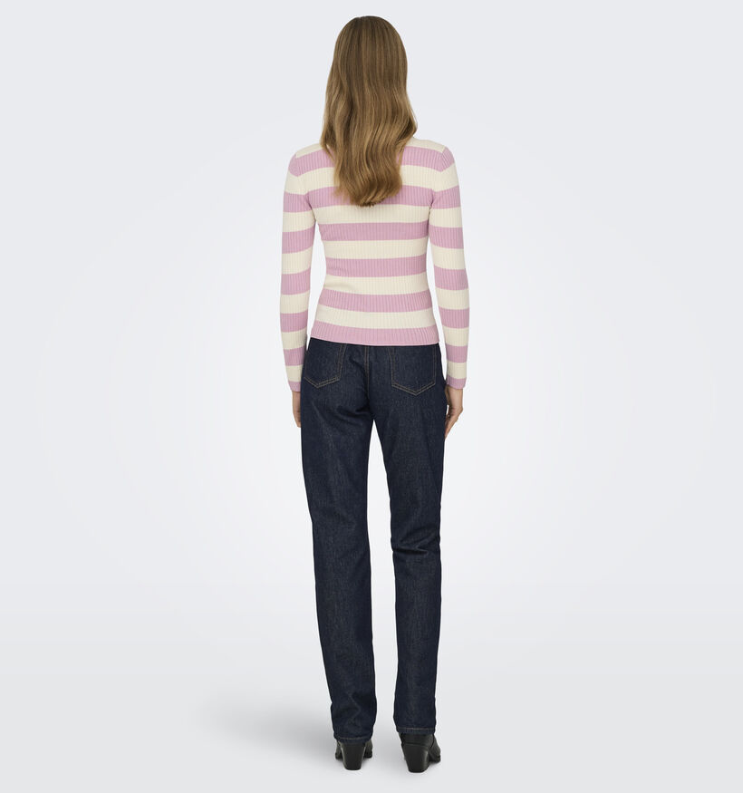 JDY Plum Roze/Lichtbeige Gestreepte T-shirt met Lange Mouwen voor dames (367921)