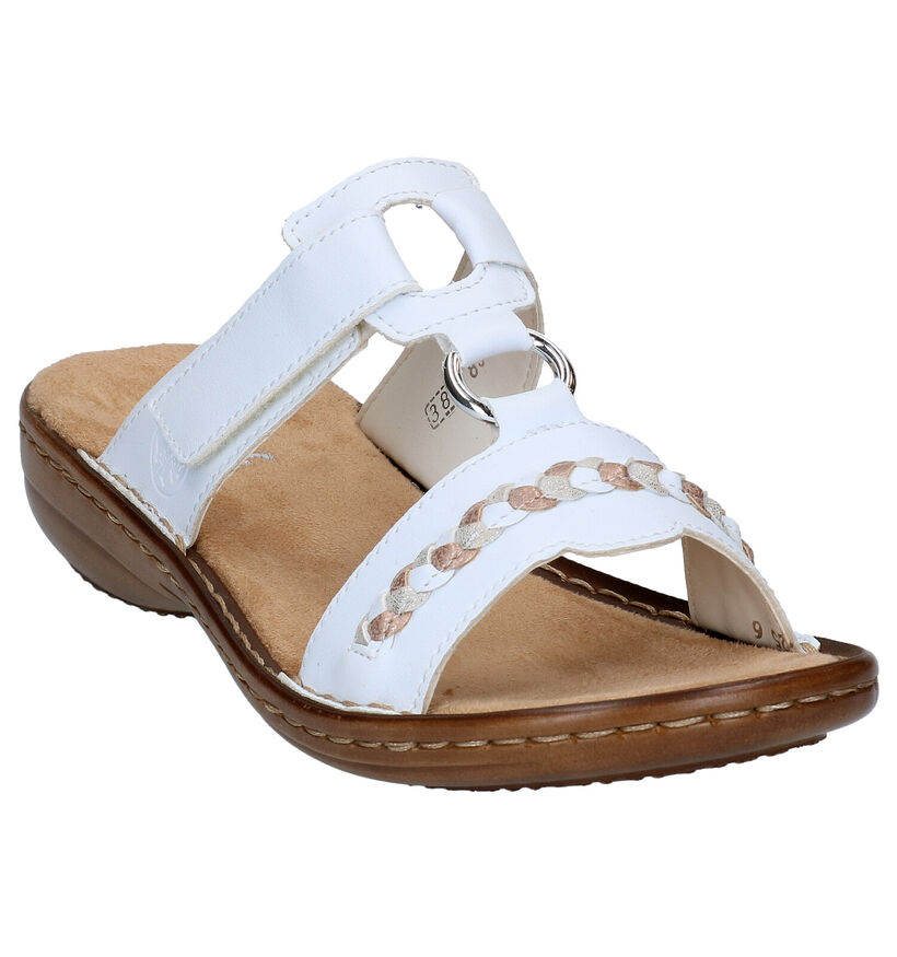 Rieker Nu-pieds plates en Blanc pour femmes (354945)