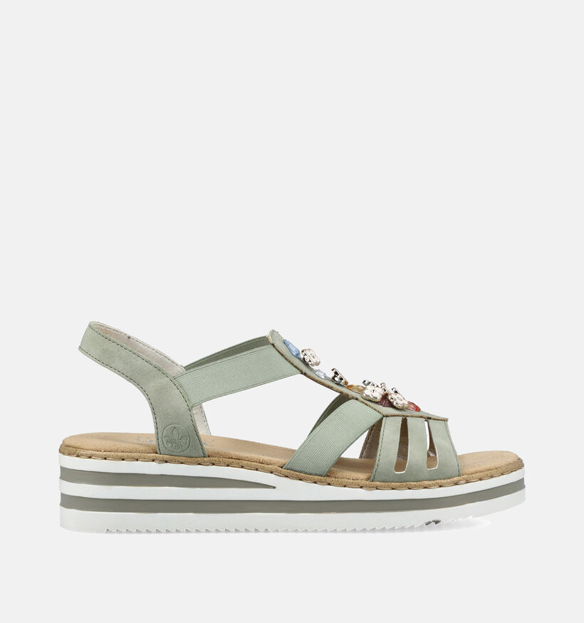 Rieker Groene Sandalen met sleehak voor dames (354924)