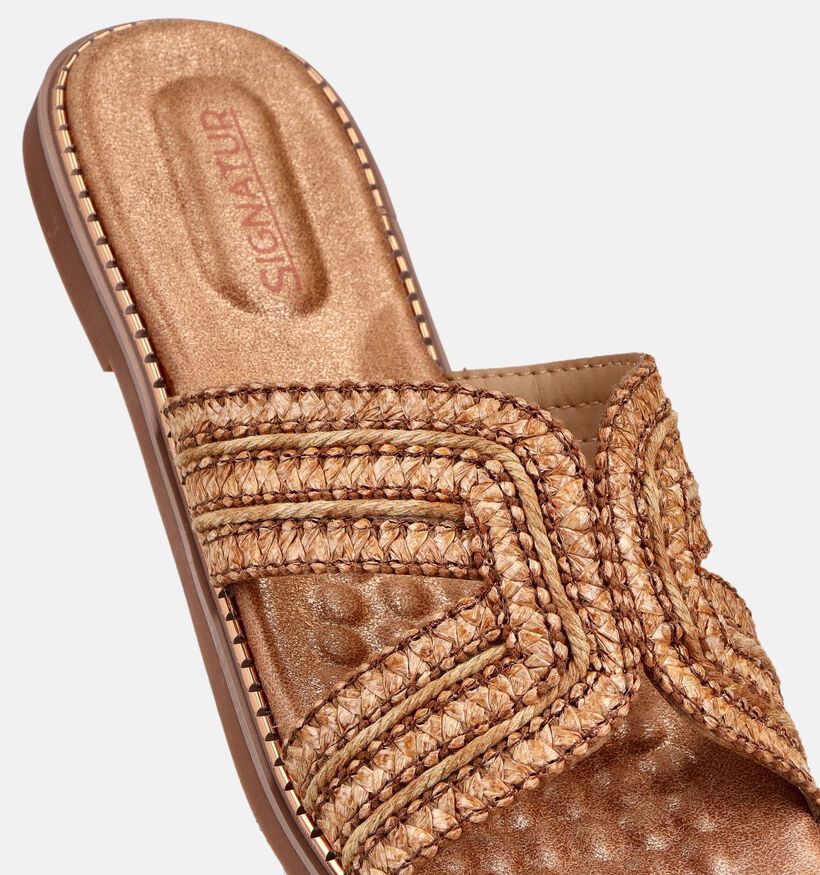 Signatur Nu-pieds plates en Cognac pour femmes (372329)