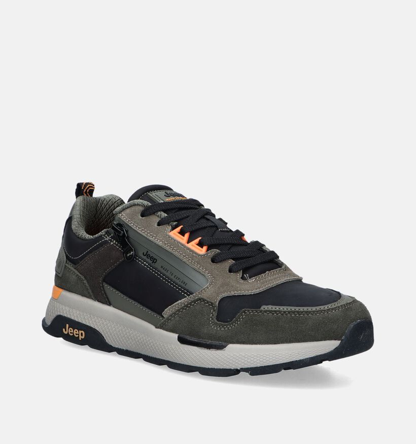 Jeep Ontario Zip Kaki Veterschoenen voor heren (344424) - geschikt voor steunzolen