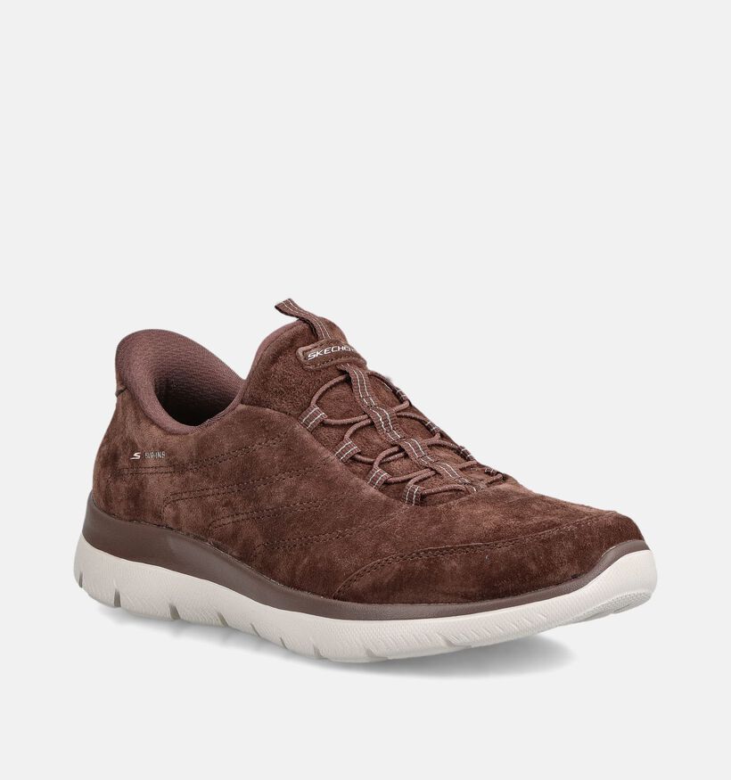Skechers Baskets basses en Brun fonc&eacute; pour femmes (377002) - pour semelles orthop&eacute;diques