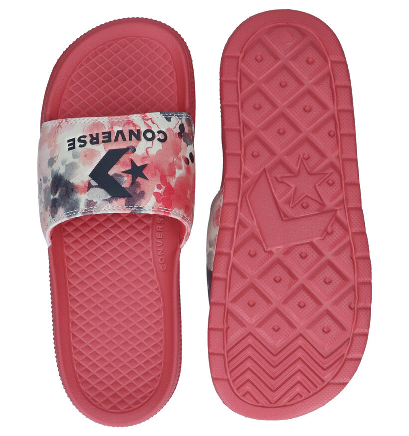 Converse AS Slide Claquettes de piscine en Rose en simili cuir (291069)