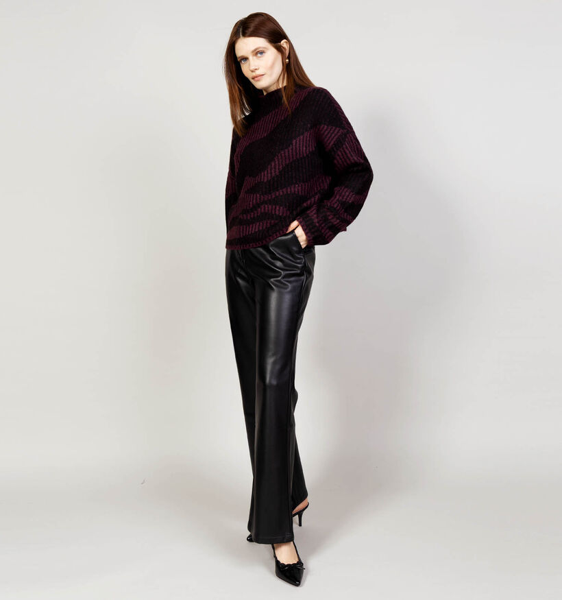 Vero Moda Scorpio Pull en Bordeaux/Noir pour femmes (366116)
