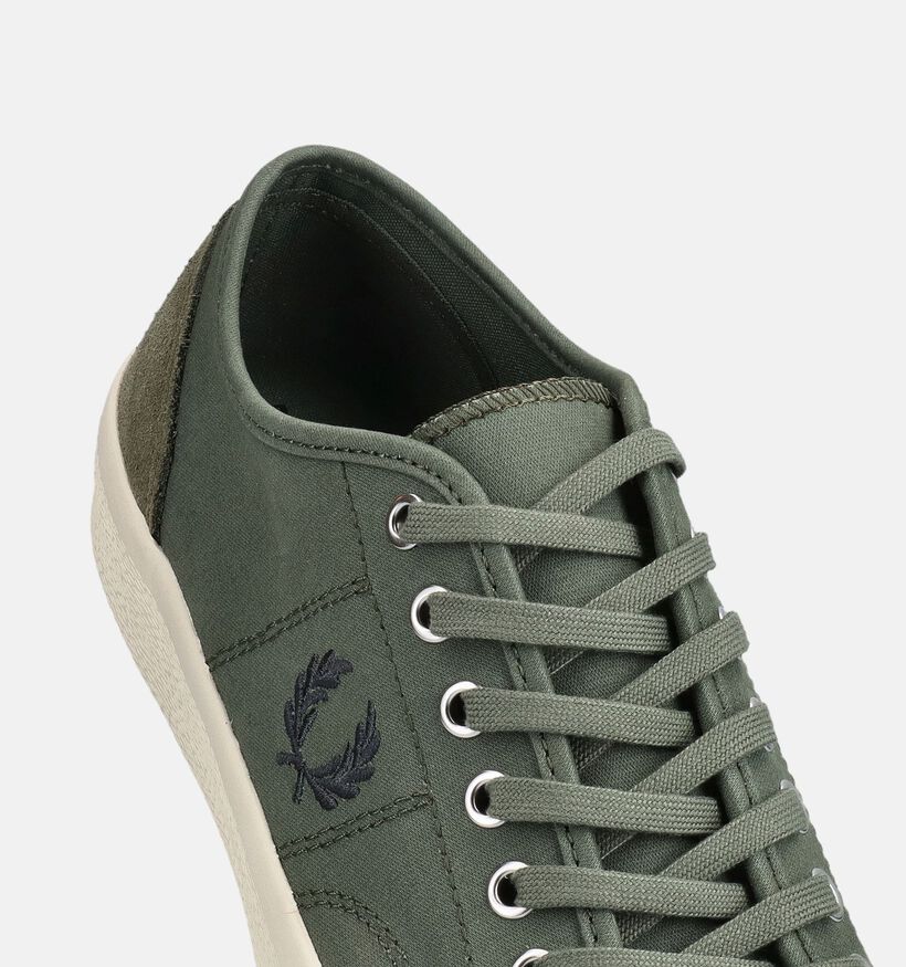 Fred Perry Hughes Canvas Suede Chaussures &agrave; lacets en Vert pour hommes (375102)
