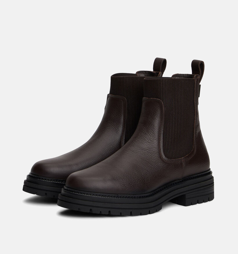 Tommy Hilfiger Plaque Pebble Bottines Chelsea en Brun foncé pour femmes (362368)