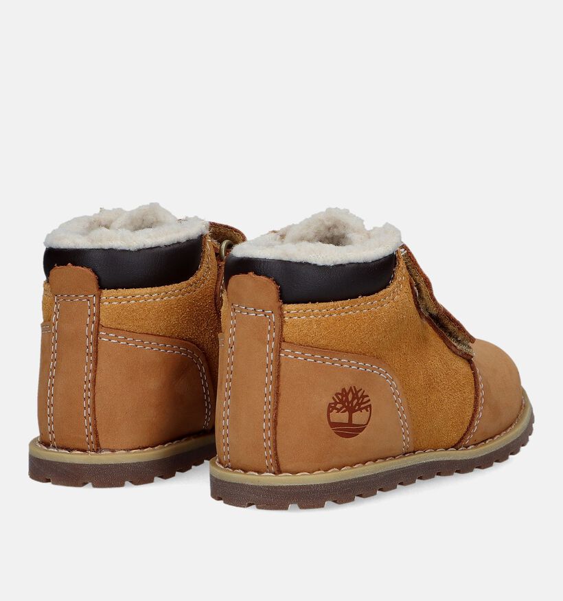 Timberland Pokey Pine H&L Velcro Bottines en Camel pour filles, garçons (329076)